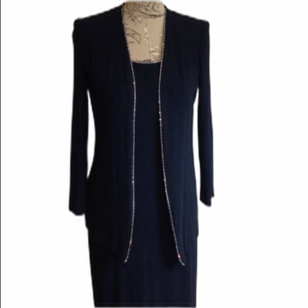 ALEX Evenings Navy Blue Diamond Accent Dre…